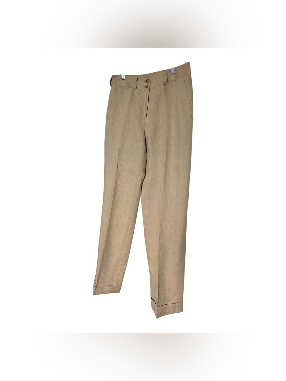 Lauren Ralph Lauren Woman’s Classic Straight-Leg Pants in Tan 100% Linen Sz/2P - Picture 2 of 9